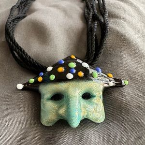 Italian Murano glass jester necklace